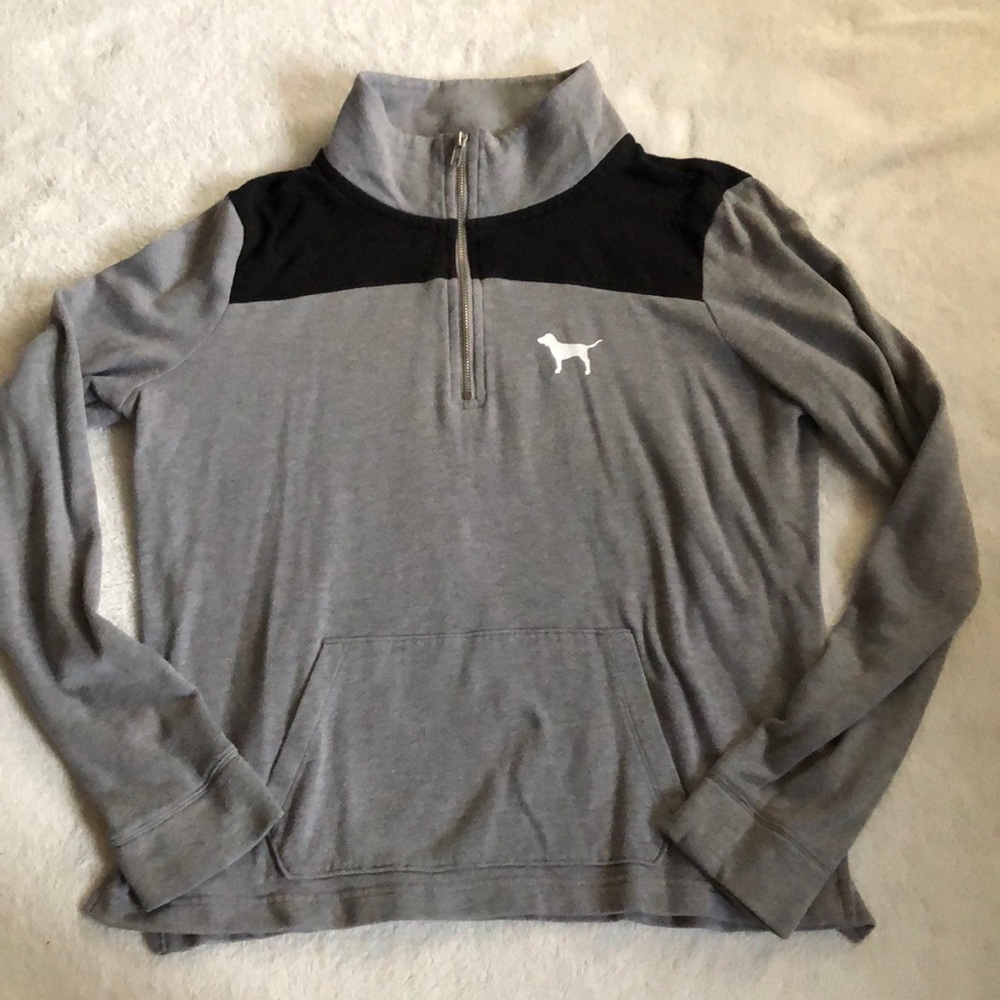 PINK Gray and Black Hoodie
